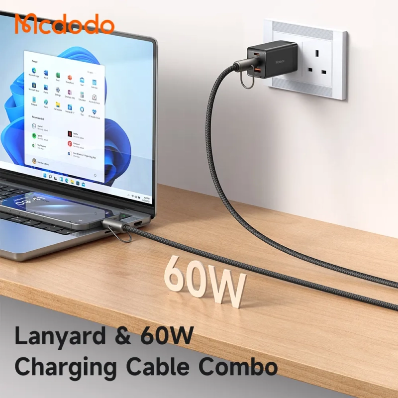 Mcdodo USB-C to USB-C 60W 2-in-1 Charging Crossbody Phone Lanyard CA-683